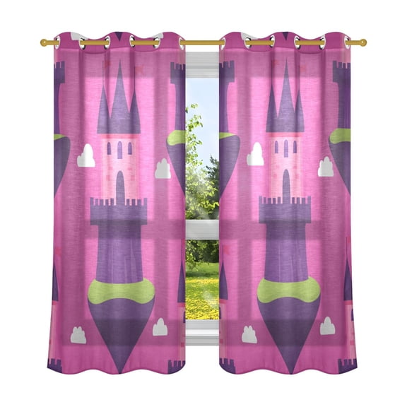 Pink Sky Island Breathable Sheer Curtains 63x52in Soft Light Filtering, UV Protection and Thermal Insulation