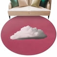 thumbnail image 1 of Pink Sky Round Rug 8ft Washable Circle Rugs Non Slip Abstract Sky White Minimalist Large Area Rug Indoor Floor Carpet for Bedroom Kitchen Living Room Home Office Dining Room Nursery, 1 of 9
