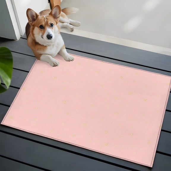 Pink Sky Small Area Rugs 2x3 Modern Minimalist Romantic Watercolor Gold Star Dots Night Entryway Rugs Washable Door Mat, Low-Profile Area Rugs Floor Carpet for Living Room Bedroom Home Office
