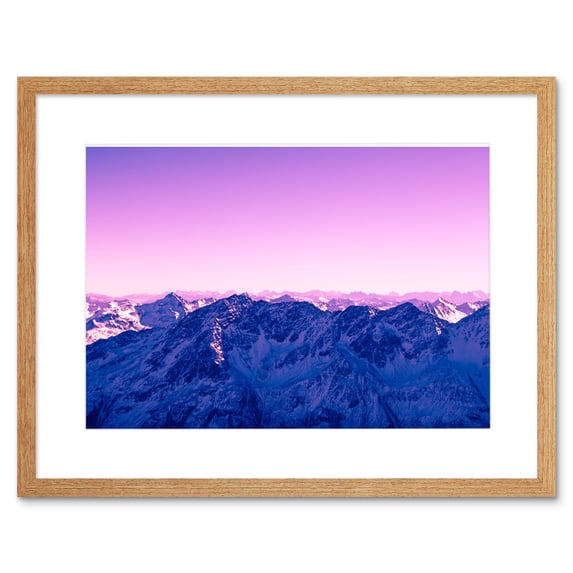 Pink Sky Snowy Mountain Framed Wall Art Print