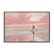 Pink Sky Surfer Black Framed Giclee Art, design by LSR Design Studio