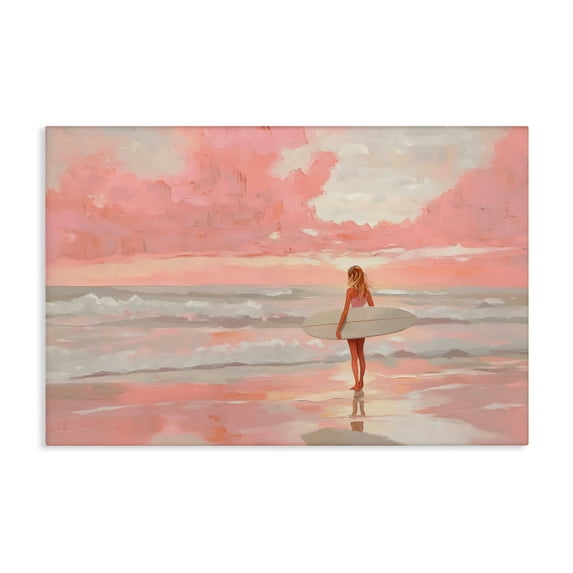 Pink Sky Surfer Canvas Wall Art, design by LSR Design Studio