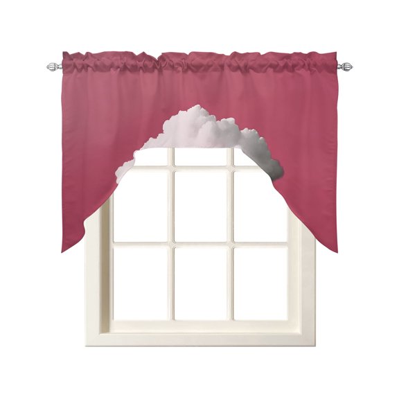 Pink Sky Swag Curtains for Kitchen Abstract Sky White Minimalist Valances for Windows Rod Pocket Small Window Treatment Short Topper for Cafe Bedroom Bathroom Living Room Decor 56x36 Inch