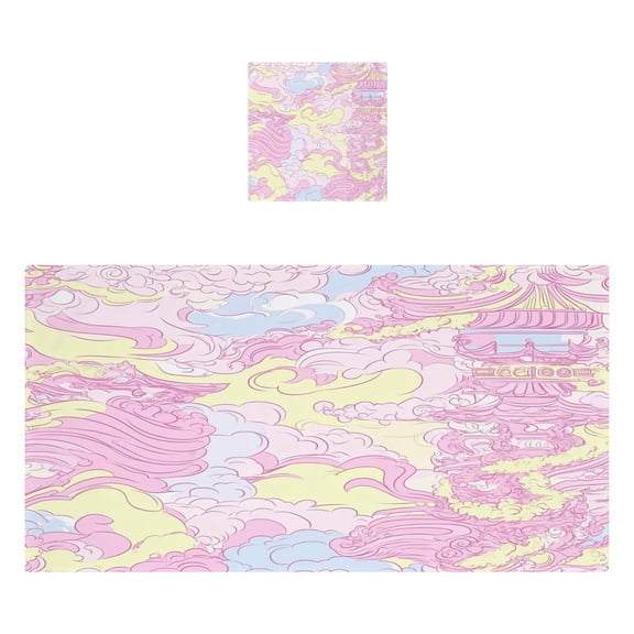 Pink Sky Tower 2 Piece Cotton Bath and Face Towel Set Soft and Absorbent, for Beach Pool Bathroom