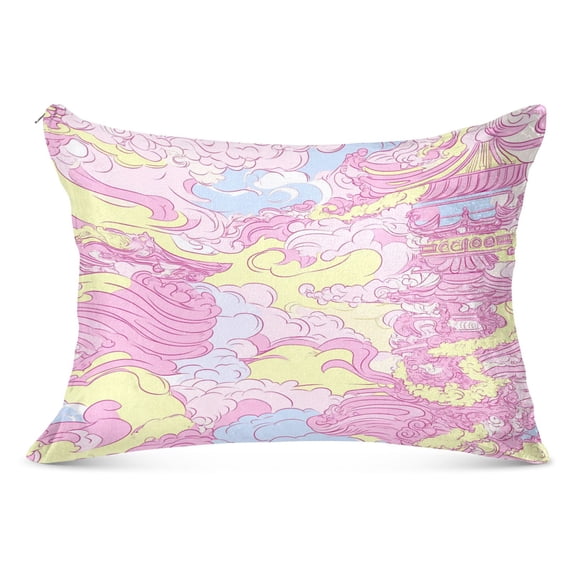 Pink Sky Tower Soft Plush Pillow Cover, Zippered Design, Comfortable for Bedroom and Sofa
