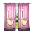 thumbnail image 1 of Pink Sky and Moon Breathable Sheer Curtains 63x42in Soft Light Filtering, UV Protection and Thermal Insulation, 1 of 7