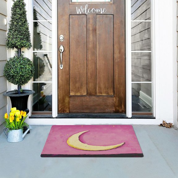 Pink Sky and Moon Versatile Absorbent Door Mat, Non-Slip, Easy to Clean 32''x20''