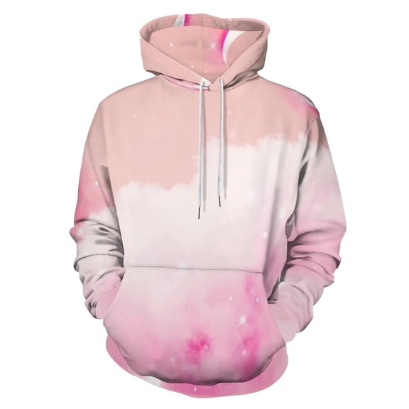 Pink Sky with Moon And Clouds Men's Women Vintage 3D Hooded Sweatshirt - All-Season Loose Fit Streetwear