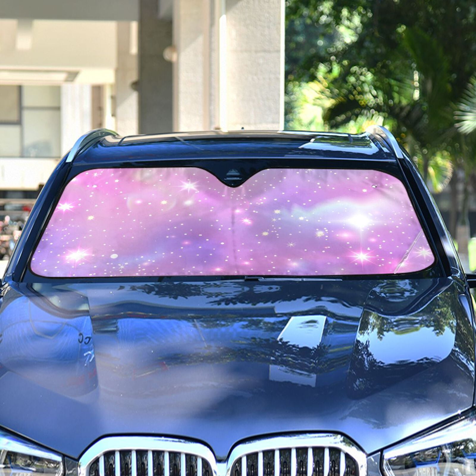 Pink Sky with Stars Automotive Front Car Windshield Sun Shade