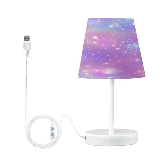 Pink Sky with Stars Desk Lamp LED Table Nightstand Lamps with 3 Color Temperatures for Home Bedroom Living Room Decor 8x12