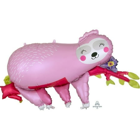 Pink Sloth 37" Jumbo Shaped Foil Balloon