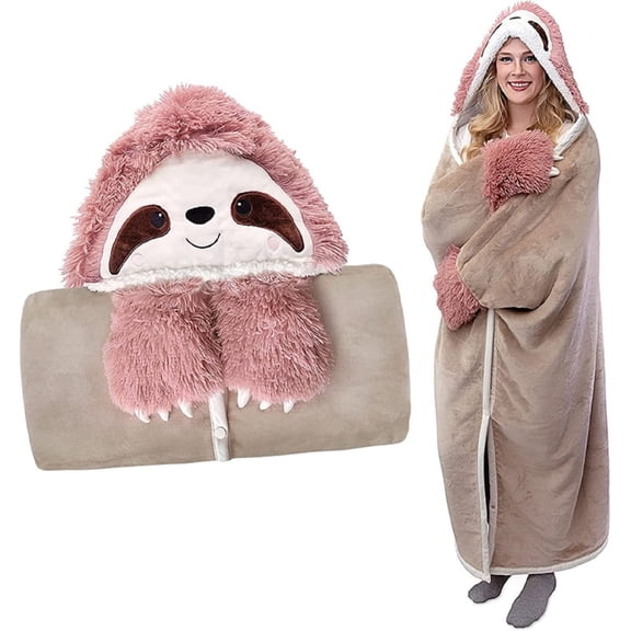 Pink Sloth Gift for Women Portable Blanket Sofa Blanket Sloth Cuddly Blanket Fluffy Cartoon Cuddly Blanket Cute Animal Pattern Blanket 60 x 52 inch