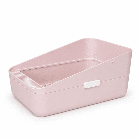 Pink Small Cat Litter Box, Low Entry Removable Tray For Cats Under 8 Lbs