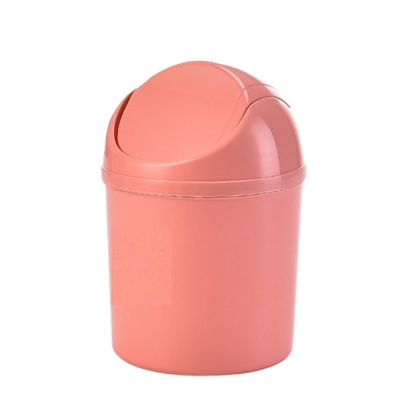 Pink Small Desktop Trash Can, 18x13cm Plastic Bin for Office, Portable