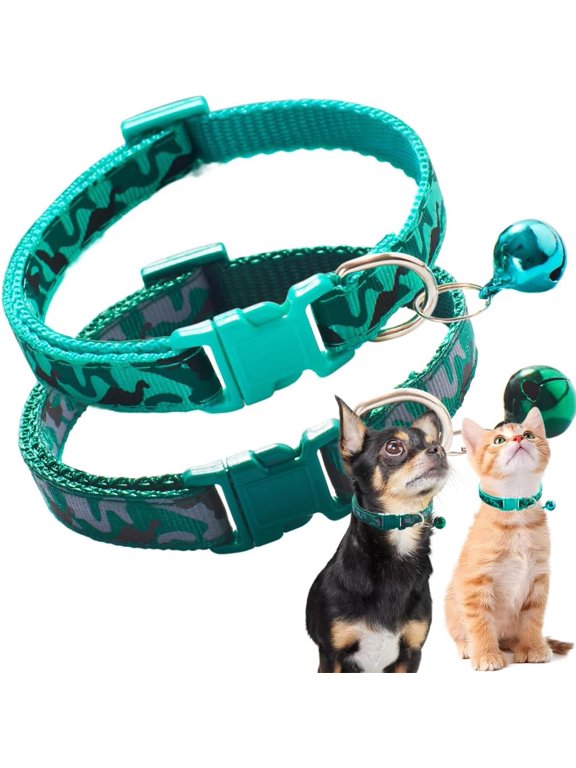 Small Dog Collar with Bell, 2 Pack Girl's Cat Collar Adjustable for XXS XS Little Small Female Kitten Puppy Dogs