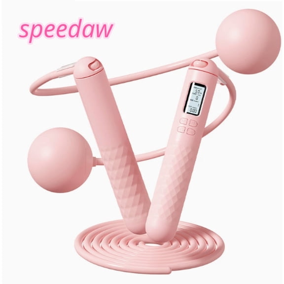 Pink Smart Counting Jump Rope - 2-in-1 Adjustable Anti-Tangle Jump Rope, Large Screen Significantly Increases Jump Rope Count, Suitable for Adult Fitness Exercises and Fat Burning Training