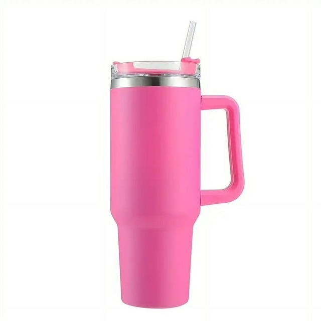 Pink + Smile Tumbler With Handle 40 oz Travel Mug Straw Covers Cup with ...