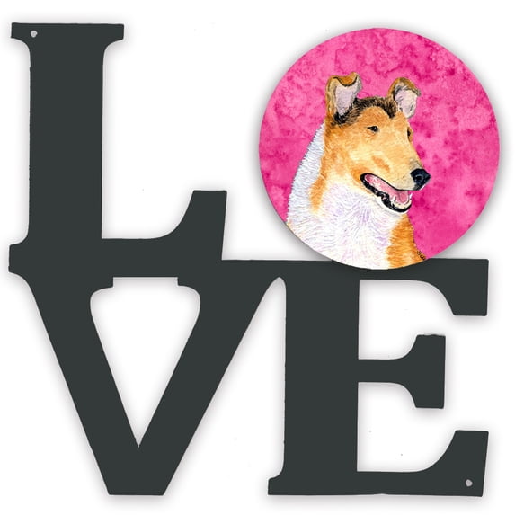 Pink Smooth Collie Metal Wall Artwork LOVE