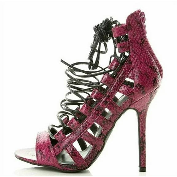 Pink Snake Lace up Corset Stiletto Women's Heels