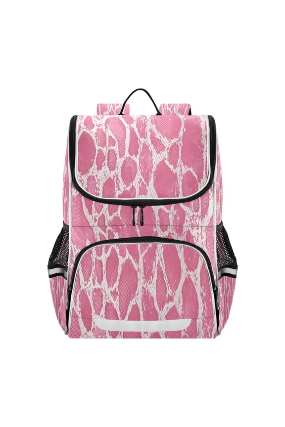 Pink Snake Skin Print Backpack Purse Daypack Book Bag Fashion Accessories Unisex 15L for Commute Travel School