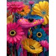 thumbnail image 1 of Pink Snake in Blooming Garden Canvas Art, Whimsical Floral Scene, Boho Eclectic Home Wall Decor, 1 of 8