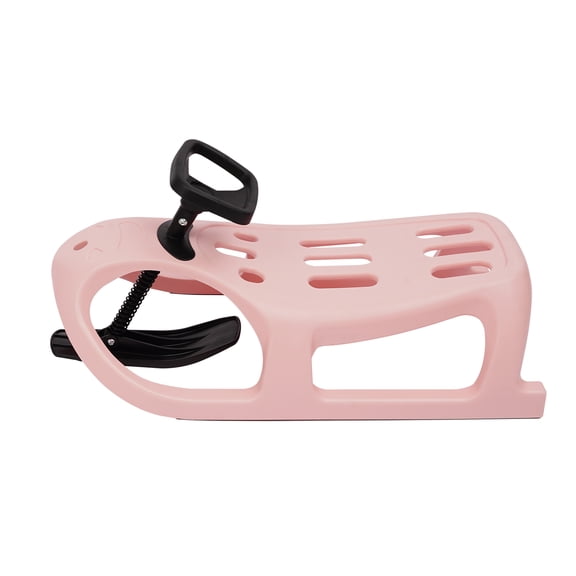 Pink Snow Racer Sled for Kids, Winter Sport Ski Sled Slider Board with Steering Wheel & Footrest, 220 lbs Capacity Snow Sled for Kids, Teenagers, Adult