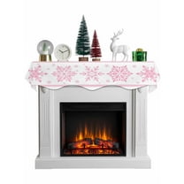 Pink Snowflake Christmas Mantel Scarf Fireplace Decorations for Living Room, Xmas Winter Art Fireplace Mantel Scarf Cover Runner for Halloween/Thanksgiving/Christmas Decor 60"x17"