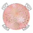 thumbnail image 1 of Pink Snowflake Christmas Round Tablecloth for 36-44 Inch Tables, Fitted Table Cover with Elastic Edge, Xmas Snowflake Waterproof Outdoor Table Cloth Protector for Patio Garden Dinner Picnic, 1 of 9