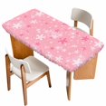 thumbnail image 1 of Pink Snowflake Christmas Table Cloths for 6 Foot Rectangle Tables, Winter Xmas Snowflake Patio Waterproof Elastic Fitted Tablecloths, Washable Rectangular Table Cover for Camping, 1 of 8