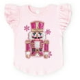 thumbnail image 1 of Pink Snowflake Nutcracker Patchwork Print - Flutter Sleeve Graphic T-Shirt, 1 of 10