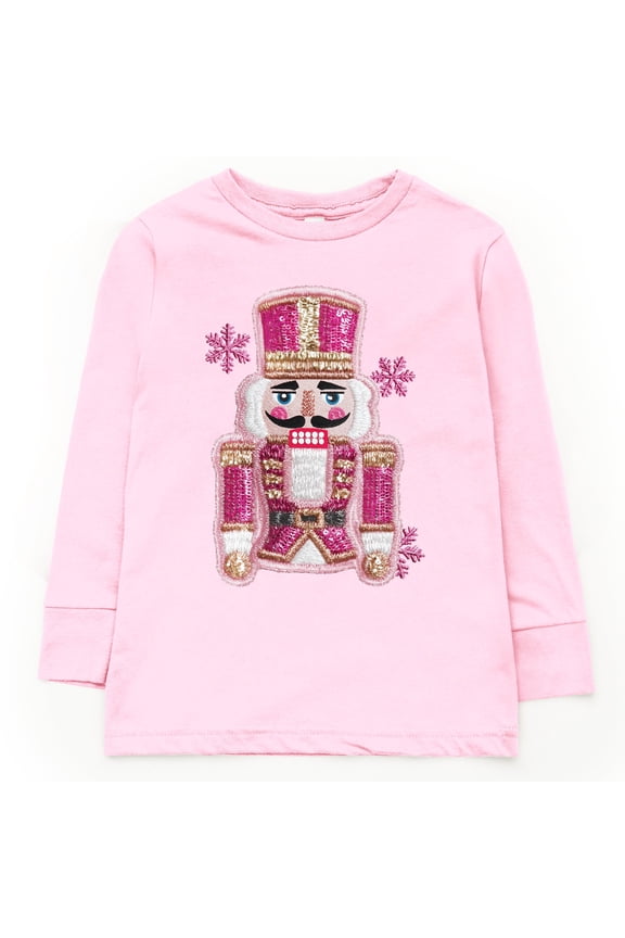 Pink Snowflake Nutcracker Patchwork Print - Toddler Long Sleeve Graphic Tee and Youth Long Sleeve Graphic T-Shirt