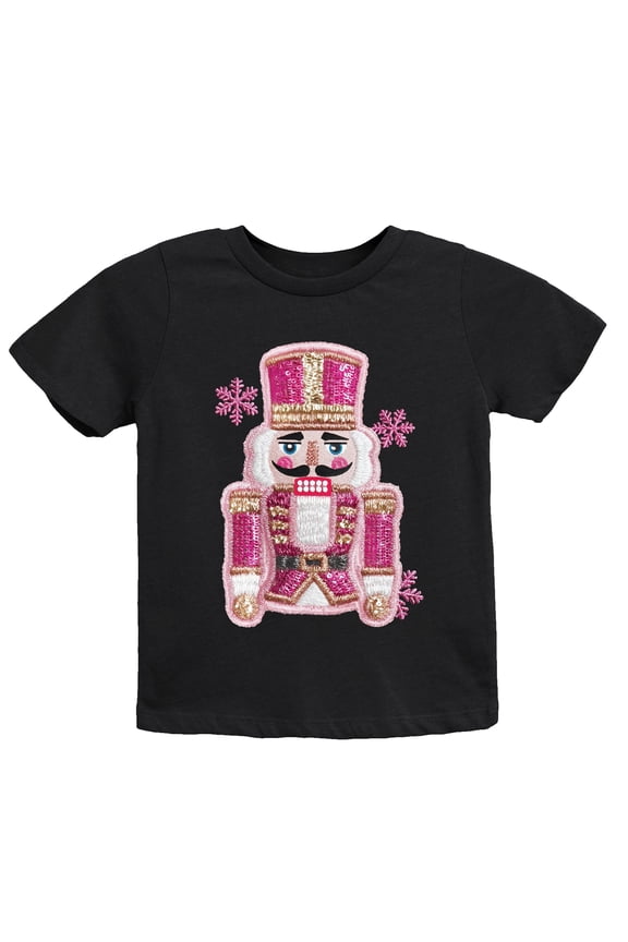 Pink Snowflake Nutcracker Patchwork Print - Youth Short Sleeve Graphic T-Shirt and Toddler Short Sleeve Graphic T-Shirt