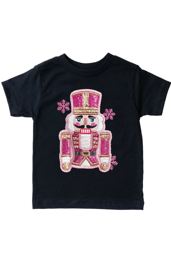 Pink Snowflake Nutcracker Patchwork Print - Youth Short Sleeve Graphic T-Shirt and Toddler Short Sleeve Graphic T-Shirt