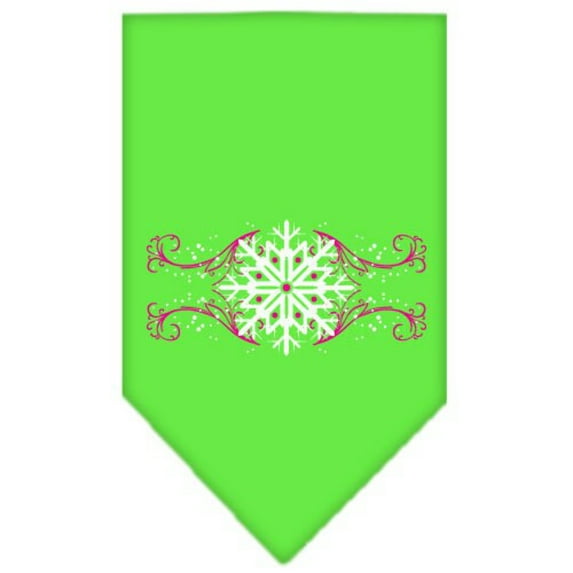 Mirage Pet Pink Snowflake Swirls Screen Print Bandana Lime Green Large