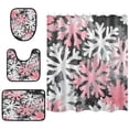 thumbnail image 1 of Pink Snowflakes Bathroom Accessory Curtain Sets Bath Curtain Anti-Slip Mats and Toilet Pad 66x72in, 1 of 8