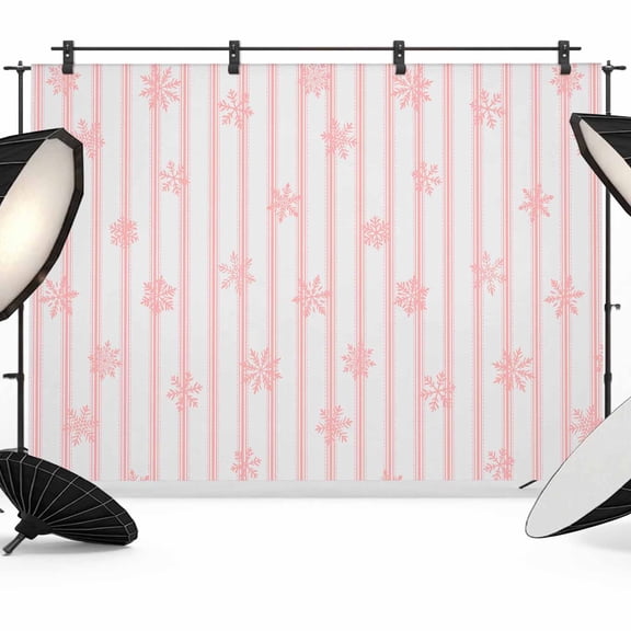 Pink Snowflakes Photography Backdrop 7x5FT, Pink Snowflake Stripes Grey Background Photo Backdrops, Background for Photography Studio Photo Studio Background, Back Drop for Photoshoot