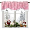 thumbnail image 1 of Pink Snowflakes Tie Up Valances Curtain, Winter Xmas Pink White Nature Snow Scene Adjustable Rod Pocket Short Window Treatment Tie Up Curtains Valances for Kitchen Living Room Bathroom 42x12 Inches, 1 of 9