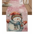 thumbnail image 1 of Pink Snowman Christmas Burlap-Cotton Table Runner 48 Inches Long,Farmhouse Xmas Snowflake Farmhouse Table Runners,Outdoor Dining Tablecloths Decor for Baby Shower Party Wedding 13x48, 1 of 9