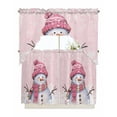 thumbnail image 1 of Pink Snowman Christmas Kitchen Curtain and Valance Set 3 Pieces, Rod Pocket Short Tier Curtains 36 Inch Length, Xmas Winter Snowflake Swag Topper Small Window Treatment for Cafe Bathroom Bedroom, 1 of 6