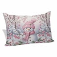 thumbnail image 1 of Pink Snowman Christmas Pillow Covers, Linen Long Throw Pillow Case, Xmas Floral Tree Snowflake Holiday Pillow Protector Decorative Cushion Cover for Living Room/Bedroom 20" x 26", 1 of 8
