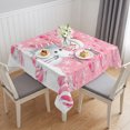 thumbnail image 1 of Pink Snowman Christmas Table Cloth Waterproof Tablecloths, Xmas Balls Snowflake Tablecloth Dining Table Cover for Kitchen Party Tabletop Outdoor, Square Tablecloth 54x54 Inch, 1 of 9