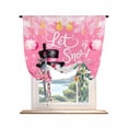 thumbnail image 1 of Pink Snowman Christmas Tie Up Curtains for Windows 54 Inch Length Balloon Curtains Kitchen Adjustable Balloon Window Shade Xmas Tree Ball Winter Snowflake Tie Up Bathroom Curtain Window 42"x54", 1 of 6