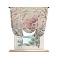 thumbnail image 1 of Pink Snowman Christmas Tie Up Curtains for Windows 63 Inch Length Balloon Curtains Kitchen Adjustable Balloon Window Shade Xmas Floral Tree Snowflake Rustic Tie Up Bathroom Curtain Window 46"x63", 1 of 6