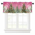 thumbnail image 1 of Pink Snowman Christmas Tree Valances for Windows Vintage Xmas Gift Winter Snowflake Rod Pocket Curtain Valance Window Treatment Short Curtains for Kitchen Living Room, 60"x14", 1 of 5
