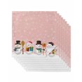 thumbnail image 1 of Pink Snowman Cloth Napkins Set of 8 Reusable Dinner Napkins, Christmas Winter Snowflake Xmas Tree Cocktail Napkin Washable Table Napkins for Wedding/Holiday Party/Baby Shower 20"x20", 1 of 7