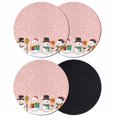 thumbnail image 1 of Pink Snowman Coasters Set of 4, Absorbent Coasters for Drinks, Christmas Winter Snowflake Xmas Tree Coaster for Desk Coffee Table Protection, Home Decor House Warming Gifts 4", 1 of 8