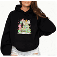 thumbnail image 1 of Pink Snowman Tree Christmas Graphic Tee T-Shirt Print Top Comfortable Hooded long-sleeved Black S-2XL, 1 of 7