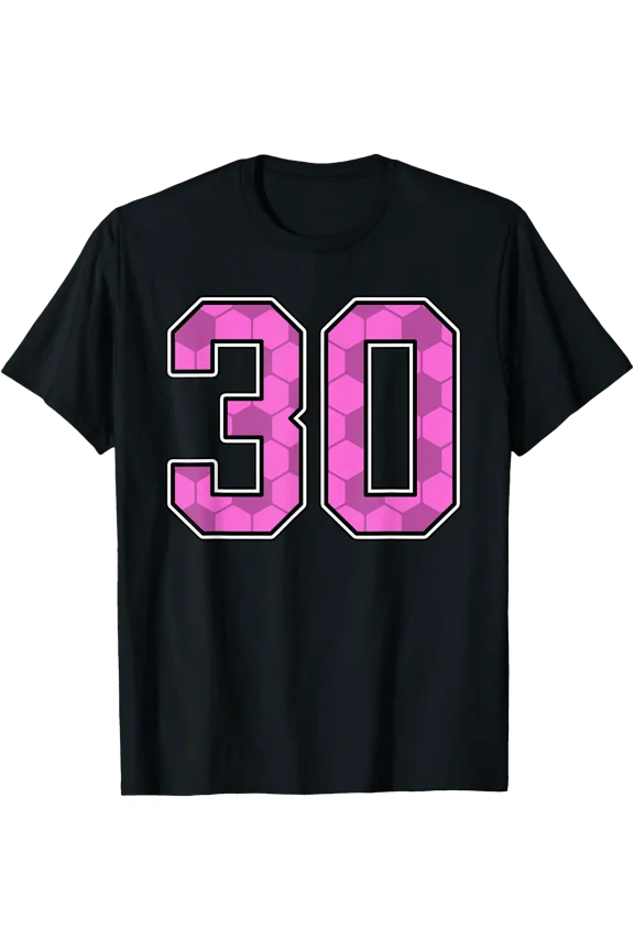 Pink Soccer Pattern Number 30 Player Uniform #30 T-Shirt, Unisex T-Shirt