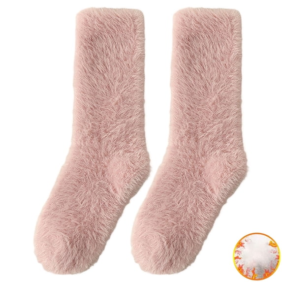 Pink Socks Long Haired Socks for Women Autumn and Winter Sleep Socks Warm Furry Socks Floor Socks with Plush and Thickened Mid Tube Socks