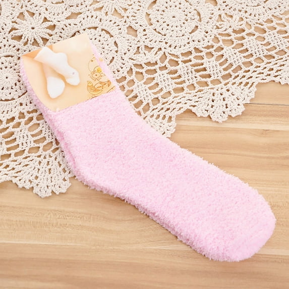 Pink Socks Women Fuzzy Cozy Slipper Socks Warm Soft Winter Plush Home Sleeping Socks